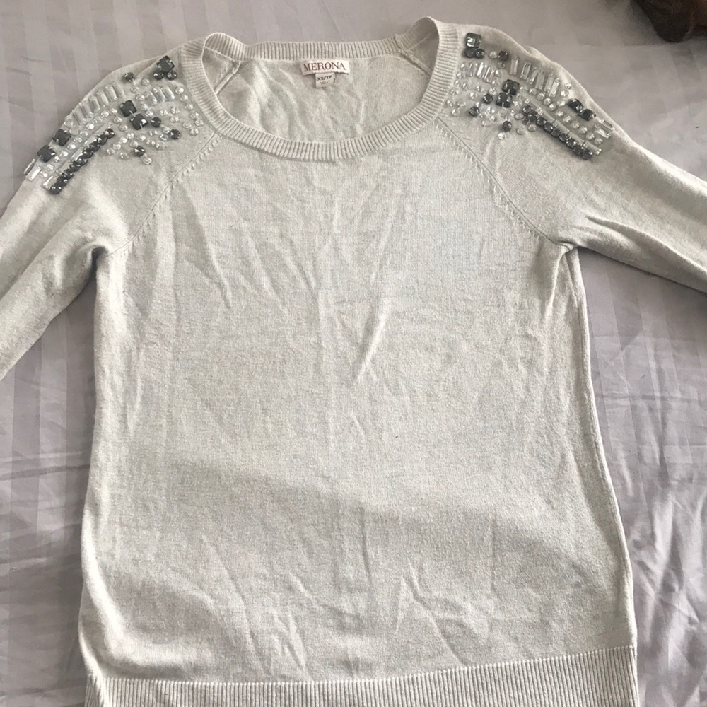 Jeweled long sleeve sweater